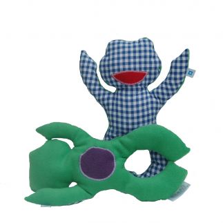 KNUFFEL kikker groen blauw