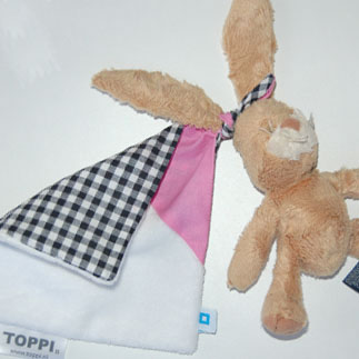 knuffel/speendoekje (zwart+roze)